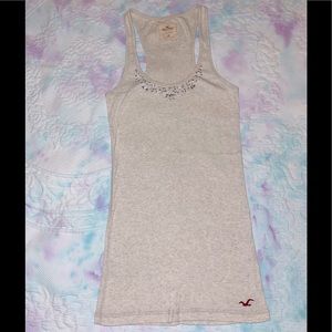 Cream Hollister racer back tank sequin detail